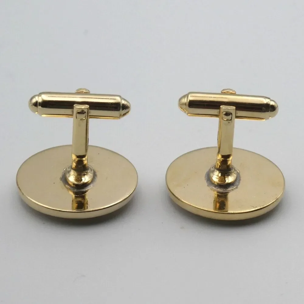 Vintage Anson Gold Tone Spiral Starburst Cufflinks Green Jade Stone Cabochon MCM